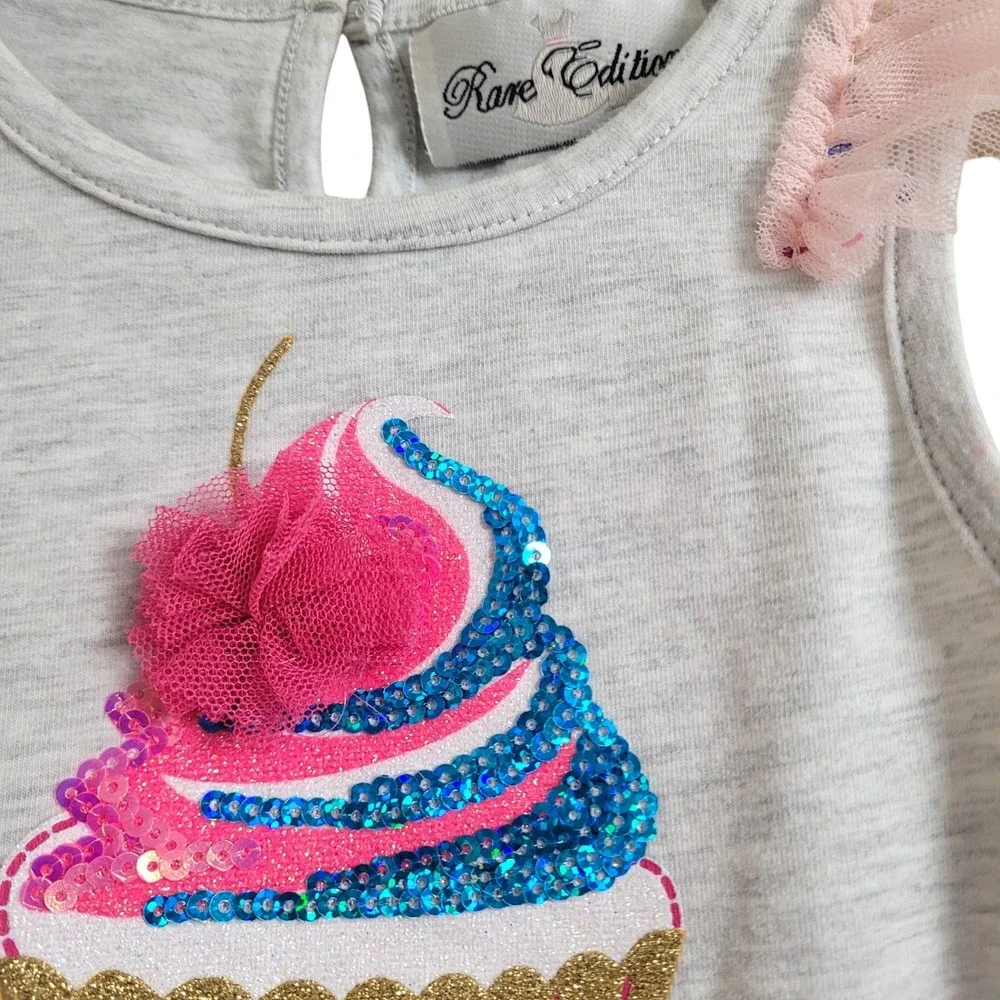 Rare Editions 12M Cupcake‎ First Birthday Dress Sequin Confetti Tulle Tutu